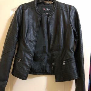 Black leather guess jacket